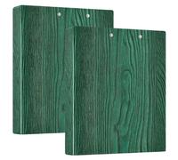 Green Wood Grain Pattern 3 D-Ring Binder A4 2 Pack with 200 Sheet for Kids School Supplies Women Men Office