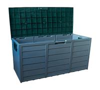 Wood Panel Effect Outdoor Storage Box - Weatherproof Wheeled Storage Chest For Garden Equipment - H54X W112 X D49Cm, 296L Capacity