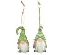 Green Wooden Hanging Gonk Ornament | Single | 8cm Tall | Mini Gift | Cracker Filler