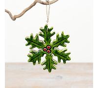 Green Wooden Snowflake 12cm