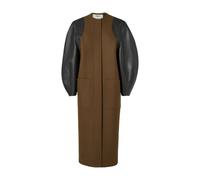 Green wool and leather coat - female - Fendi - Single-Breasted Coats - Brown - S - Coats S