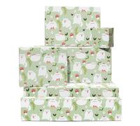 Green Wrapping Paper - Cat Themed Gifts For Girls Boys - 6 Sheets Giftwraps - Cats & Mushroom Gift Wrap - For Birthday Easter Christmas Anniversary Wedding Baby Shower - Comes With Tags