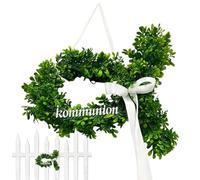 Green Wreaths for Entrance Doors - Artificial Boxwood Veranda Decoration | Wreath for All Seasons | for Spring and Summer for the Exterior Porch Interior of the Country House Wedding and for Window