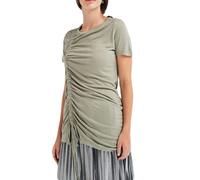 (Green, XS) Women Long T Shirt Ruched Drawstring Casual Blouse