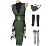 (Green, XX-Large) Sub-Zero Reptile Scorpion Cosplay Costume Female Sexy Suit with Mask Ninja Fighter Uniform