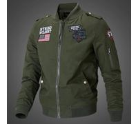 (green, XXXL) Men's Spring Casual Stand Collar Cotton Flight Jacket - Youth Workwear Style