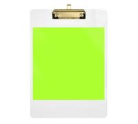 Green Yellow Acrylic Clipboard Cute Clipboard A4 Standard Size Clip Board with Low Profile Metal Clip for Women Men Teachers Nurses, 12.5" x 9", Gold Clip 12.5 x 9 Inches