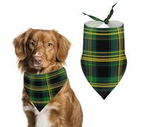 Green Yellow Buffalo Scottish Tartan Plaid Checkered Funny Dog Bandanas Cute Triangle Cat Pet Scarf Bib for Holiday Party Gift