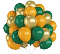 Green Yellow Gold Balloons, 12 Inch Dark Emerald Green Yellow Balloons, Sage Green Metallic Gold Balloon for Birthday Graduation St. Patrick's Day Tropical Summer Garden Party Decorations Supplies