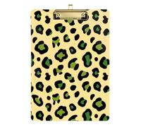 Green Yellow Leopard Print Acrylic Picture Clip Boards Standard Letter A4 Size Plastic for Soccer Truck Driver Gold 12x9in Tabla para escribir