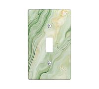 Green Yellow Marble Decorative Switch Cover 1 Gang Single Toggle, Abstract Modern Switchcover Wall Plate, Luxury Simple Electrical Faceplate for Bedroom Living Room Decor