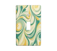 Green Yellow Marble Switch Cover Wall Plate 1 Gang Single Toggle, Abstract Modern Electrical Faceplate for Bedroom Bathroom Decor, Luxury Simple Standard Size Switchplate