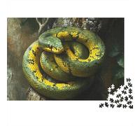 Green Yellow Snake 1000 Piece Puzzles ForAdults Kids Colorful Coiled Green Snake Decoration Puzzle Decompression Jigsaw for Men And Women Challenging Puzzles Jigsaw Puzzles 52x38cm/1000pcs
