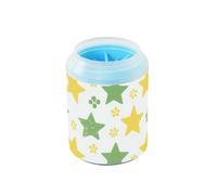 Green Yellow Stars Pencil Drawing Portable Paw Cleaning Cup Silicone Brush Soft Pets Feet Cleaning Kit for Cats Dogs