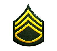 Green Yellow Stripes Sergeant Army Military Fancy Dress Costume Embroidered Iron On/Sew On Patch 11 cm x 8 cm (H x W)