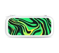 Green Zebra Pattern Compatible with Switch Carrying Case Waterproof Protective Travel Bag with 15 Game Card Slots