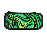 Green Zebra Pattern Compatible with Switch Carrying Case Waterproof Protective Travel Bag with 15 Game Card Slots