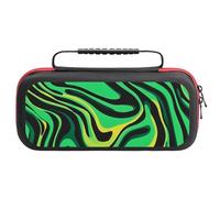 Green Zebra Pattern Compatible with Switch Carrying Case Waterproof Protective Travel Bag with 20 Game Card Slots