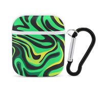 Green Zebra Pattern Headphone & Earphone Cases Compatible with Airpod 1&2 Scratch-Resistant PC Protective Cover with Keychain White-style