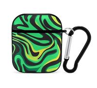 Green Zebra Pattern Headphone & Earphone Cases Compatible with Airpod 1&2 Scratch-Resistant PC Protective Cover with Keychain Black-style