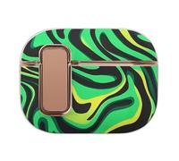 Green Zebra Pattern Headphone & Earphone Cases Compatible with Airpod Pro Scratch-Resistant PC Protective Cover with Secure Buckle