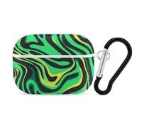 Green Zebra Pattern Headphone & Earphone Cases Compatible with Airpod Pro Scratch-Resistant PC Protective Cover with Keychain White-style-24