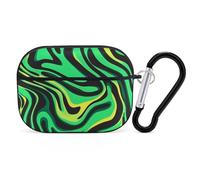 Green Zebra Pattern Headphone & Earphone Cases Compatible with Airpod Pro Scratch-Resistant PC Protective Cover with Keychain Black-style-24