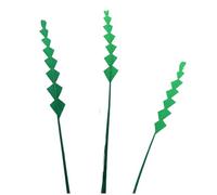 Green Zig Zag Goose Feathers x 3, Hand Trimmed for Adding to Fascinators, Hats, Wedding Crafts, Costuming etc - 5 to 6 inch Stripped Stem and 1 to 1.5 inch on The Thin Trimmed Head Part