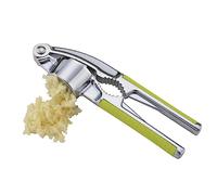 Green Zinc Alloy Garlic Press Crusher with Walnut Opener | Handheld Mincer for Unpeeled Cloves, Easy-clean Design, Kitchen Tool for Everyday Prep