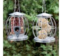 Greena Mini Caged Bird Feeders 2Pk - For Seeds & Fat Balls