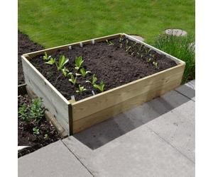 Greena Rectangular Timber Raised Garden Planters For Outdoor Plants Vegetables Herbs Flowers Renewable Scandinavian Pine Pressure Treated For Long Product Life Made in the UK 90(W)cmx120(L)cmx30(H)cm