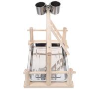 GREENADSCAPE 1 Set Parrot Standing Rack with Swing Ladder Durable Bird Playstand for Budgerigars Lovebirds and Conures Chewing Climbing with Feeder Cups for Fun Exercise