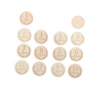 GREENADSCAPE 14pcs Cards Wooden Monthly Growth Commemorative Photo Props for Newborns Unisex Design for Capturing Special Moments