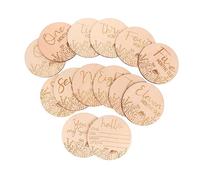 GREENADSCAPE 14pcs Wooden Cards for Monthly Growth Photography Props Safe Material for Commemorating First Year