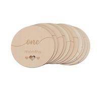GREENADSCAPE 15pcs Discs Natural Wooden Monthly Markers for Newborn Photography Diameter Growth Tracking Cards Keepsake for Parents