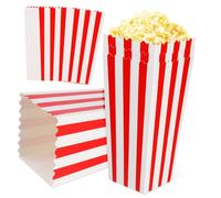GREENADSCAPE 15pcs Foldable Striped Popcorn Boxes Food Grade Paper Snack Containers Large Capacity Buckets for Movie Theaters Parties and Outdoor Events