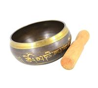 GREENADSCAPE 1set Tibetan Singing Bowl Copper Finish Meditation Sound Bowl for Yoga and Relaxation Includes Mallet and Cross Handle for Buddhist Worship and Mindfulness Practices