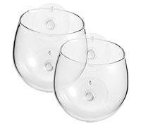 GREENADSCAPE 2 Pcs Transparent High Borosilicate Aquatic Plant Cups with Suction Cups for Fish Tank Decoration Aquarium Plant Holder for Betta Tanks and Aquatic Plants