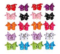 GREENADSCAPE 20pcs Dog Hair Bands Pet Bobble Head Flower Hair Bows Fashionable Dog Bowknots for Puppies French Bulldog Accessories