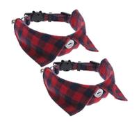 GREENADSCAPE 2pcs Adjustable Cat Collar Bell and Bow Tie Cute Plaid Design for Kittens and Dogs for Parties and Daily Wear Breathable and Comfortable and Checkered