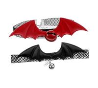GREENADSCAPE 2pcs Adjustable Holiday Cat Collar with Bat Wings and Bell Comfortable Pet Neckwear for Halloween Christmas and Daily Use Safe Cloth and Material Breathable Design