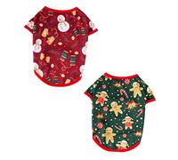 GREENADSCAPE 2pcs Funny Dog Christmas Costume for Pets Apparel for Holiday Parties Includes Snowman Gingerbread Man Outfits for Puppies and Cats