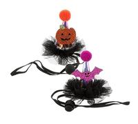 GREENADSCAPE 2pcs Halloween Pet Costume Caps Pumpkin Decor Hats for Dogs Cats Cosplay Supplies for Parties Festive Occasions Eye-catching Pet Accessories