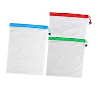 GREENADSCAPE 3pcs Reusable Mesh Produce Bags Lightweight Drawstring Storage for Fruits and Vegetables Breathable Net Design Eco-Friendly Material Convenient Kitchen Organization