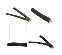 GREENADSCAPE 4pcs Parrot Perch Stand Natural Bird Standing Rods and Swing Toys for Pet Birds Includes Tree Branch and Sturdy Accessories for Happy and Healthy