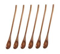 GREENADSCAPE 6pcs Long Handle Wooden Spoons for Stirring Mixing and Tasting Natural Lightweight Wood Grain Kitchen Utensils for Coffee Honey Soup Jam Rustic Vintage Style Cooking Tools
