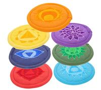 GREENADSCAPE 7pcs Handcrafted Embroidered Tea Pot Mats Tibetan Singing Bowl Holders Decorative Buddhist Design Yoga Studio Coasters Sound Bowl Cushion Pads