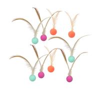 GREENADSCAPE 9pcs Interactive Elastic Cat Balls with Plume Tails for Indoor Kitten Exercise and Self Play Durable Pet Teasing to Behavior and Stimulate Hunting Instincts