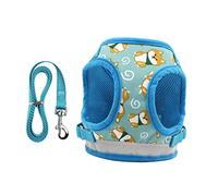 GREENADSCAPE Cartoon Dog Harness Comfortable Chest Strap Reflective Pet Traction Rope for Dogs Lightweight and Breathable Design Blue for Daily Walks