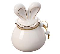 GREENADSCAPE Ceramic Tea Terrarium Jar Rabbit Rabbit Cookie Jar Tea Coffee Sugar Canisters Pink Bunny Biscuit Figurines Figurine Lid Tin Lids Bin Cookie Bud Urn Pot Bowl White Ceramics